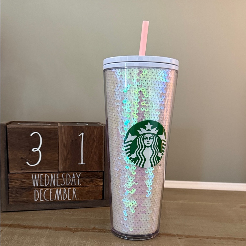 Starbucks Sequin Tumbler with Pink Straw